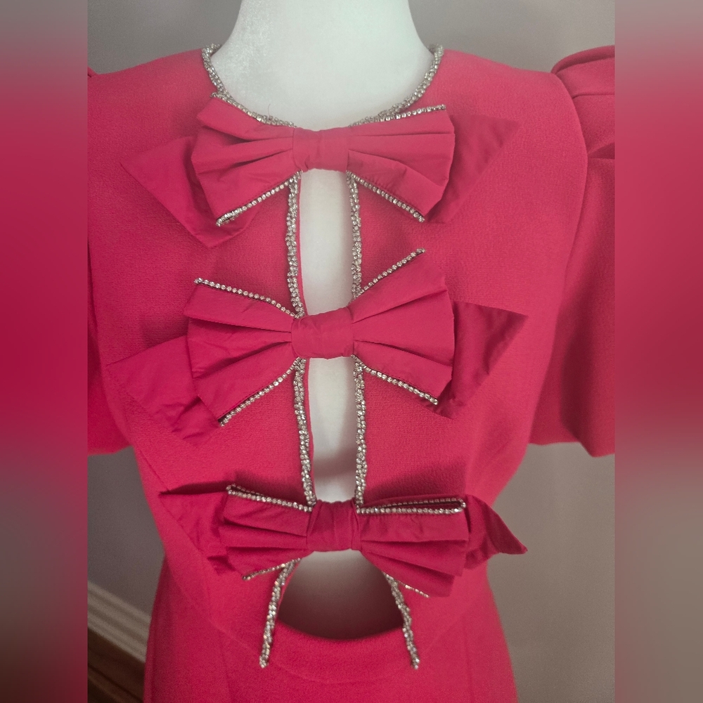 Rebecca Vallance Pink Puff Sleeve Mini Dress - Picture 2 of 3